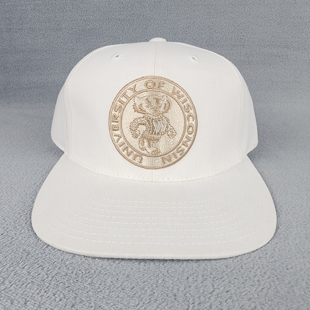 Vintage American Needle Wisconsin Badgers Hat Bucky Badger White Strapback NCAA